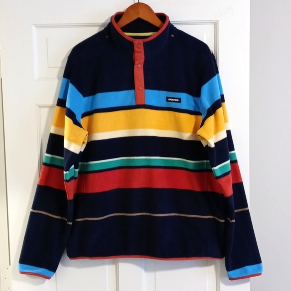 Lands' End Other - 💙Land's End💙 - Multicolor Rugby Striped Quarter Button Pullover